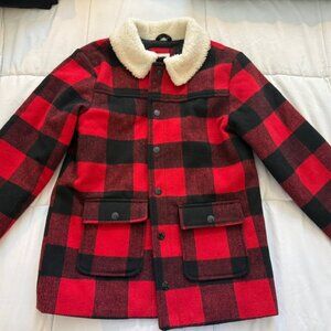 BOYS Winter Coat Red and Black Check